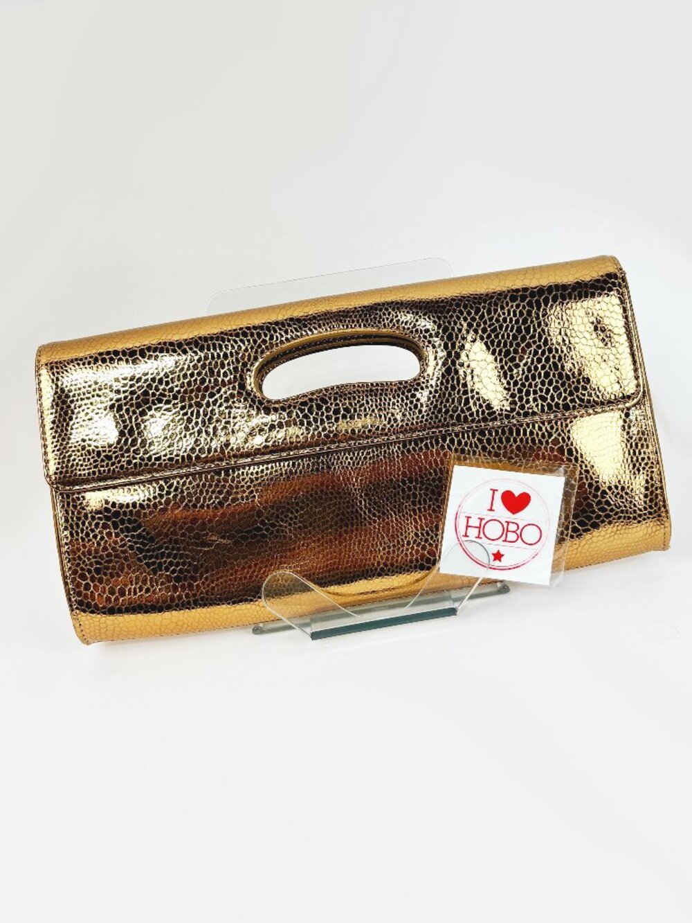 HOBO metallic gold leather clutch, purse, evening bag